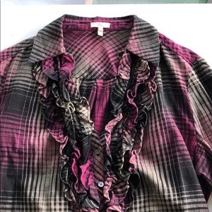 Joie plaid shirt with ruffles